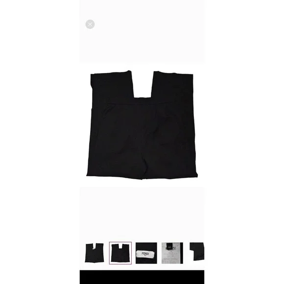 FENDI Women's 42 Wool‎ Blend Slit Wide Leg Flat Front Trouser High Rise Pants